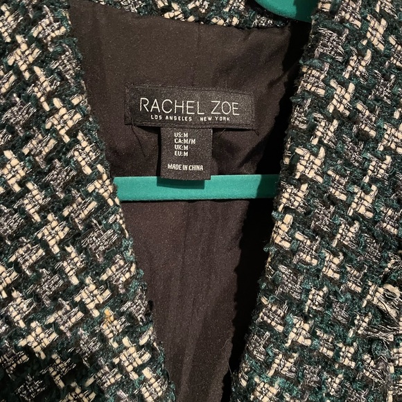 Rachel Zoe Tweed Green Tartan Plaid Blazer, Size M - Picture 4 of 8